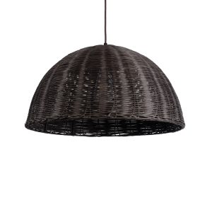 MONTANA 02381 Boho Κρεμαστό Φωτιστικό Καμπάνα Μονόφωτο 1 x E27 IP20 Καφέ Ξύλο – Μ50 x Π50 x Υ25cm