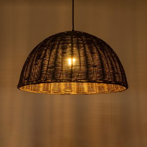 MONTANA 02381 Boho Κρεμαστό Φωτιστικό Καμπάνα Μονόφωτο 1 x E27 IP20 Καφέ Ξύλο – Μ50 x Π50 x Υ25cm