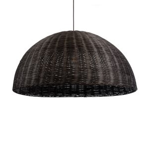 MONTANA 02382 Boho Κρεμαστό Φωτιστικό Καμπάνα Μονόφωτο 1 x E27 IP20 Καφέ Ξύλο – Μ80 x Π80 x Υ40cm