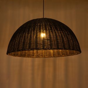 MONTANA 02382 Boho Κρεμαστό Φωτιστικό Καμπάνα Μονόφωτο 1 x E27 IP20 Καφέ Ξύλο – Μ80 x Π80 x Υ40cm