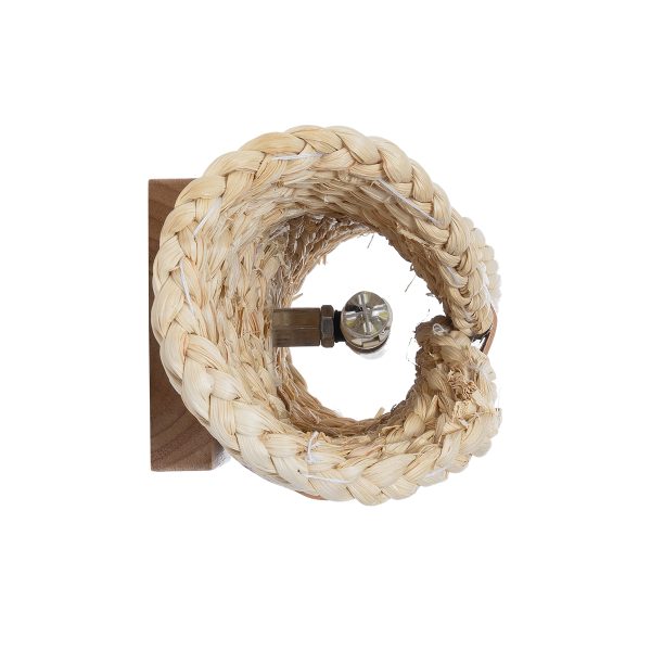 GUAVA 02385 Boho Επιτοίχιο Φωτιστικό Απλίκα Δίφωτο 2 x G9 IP20 Μπεζ Ξύλο με Καφέ Δέρμα - Μ11 x Π13 x Υ30cm - Image 5