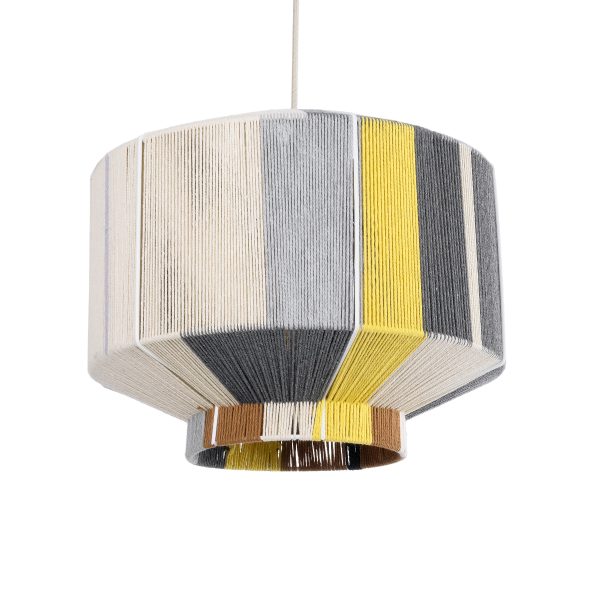 SALERNO 02388 Boho Κρεμαστό Φωτιστικό Καπέλο Μονόφωτο 1 x E27 IP20 Πολύχρωμο Σχοινί - Μ40 x Π40 x Υ35cm