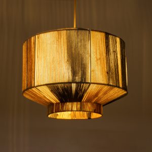 SALERNO 02388 Boho Κρεμαστό Φωτιστικό Καπέλο Μονόφωτο 1 x E27 IP20 Πολύχρωμο Σχοινί – Μ40 x Π40 x Υ35cm