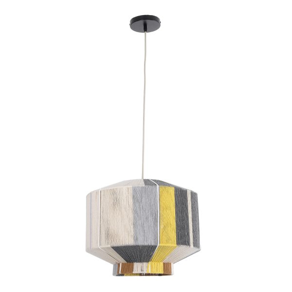 SALERNO 02388 Boho Κρεμαστό Φωτιστικό Καπέλο Μονόφωτο 1 x E27 IP20 Πολύχρωμο Σχοινί - Μ40 x Π40 x Υ35cm - Image 3