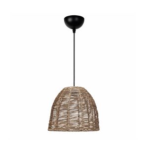 MEKA 204-0162 Boho Κρεμαστό Φωτιστικό Καμπάνα Μονόφωτο 1 x E27 IP20 Καφε Σχοινί – Μ31 x Π31 x Υ26cm