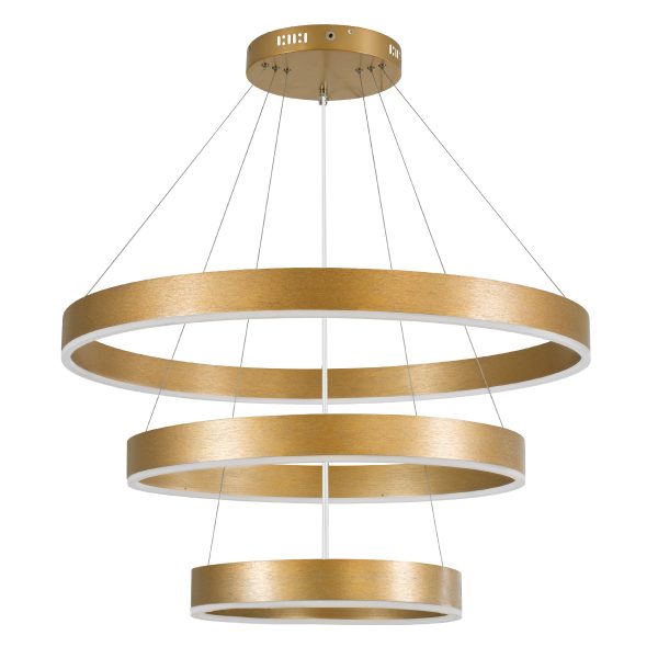VENOM TRIO 61190-DECO Κρεμαστό Φωτιστικό Δαχτυλίδι-Κύκλος LED CCT 120W 14158lm 120° AC 220-240V - Εναλλαγή Φωτισμού μέσω Τηλεχειριστηρίου All In One Ψυχρό 6000K+Φυσικό 4500K+Θερμό 2700K Dimmable Φ40+60+80cm - Χρυσό Βούρτσας - 3 Years Warranty - Image 4