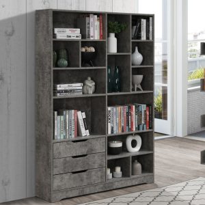Βιβλιοθήκη Lucinda  γκρι oak 120×29.8×180.5εκ