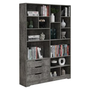 Βιβλιοθήκη Lucinda  γκρι oak 120×29.8×180.5εκ