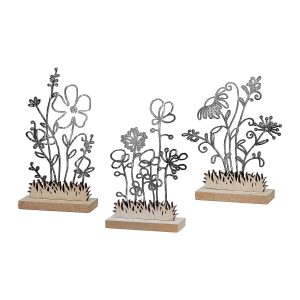 Διακοσμητικό  Φυτά Μαύρο/Φυσικό MDF 3×11.8×13.5cm Σε 3 Σχέδια