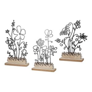 Διακοσμητικό  Φυτά Μαύρο/Φυσικό MDF 3.5×16.5x19cm Σε 3 Σχέδια