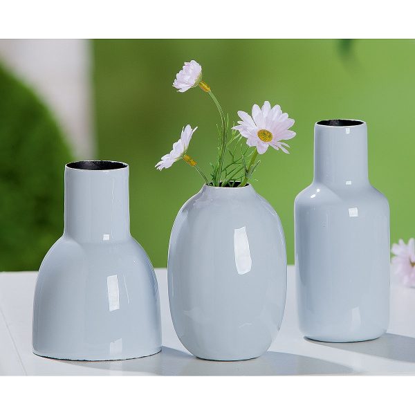 Βάζο Ανοιχτό Μπλε Μέταλλο 6.5x7.5x11.5cm Σε 3 Σχέδια - Image 2