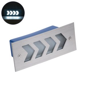 WALLLIGHT-ARINA 90672 Χωνευτό Φωτιστικό Τοίχου LED 6W 720lm 120° DC 24V Αδιάβροχο IP67 Μ17 x Π7 x Υ5.5cm Ψυχρό Λευκό 6000K – Ανοξείδωτο Ατσάλι – 3 Years Warranty