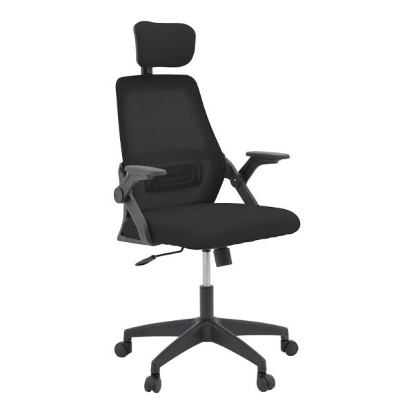 Καρέκλα γραφείου Peja  mesh ύφασμα μαύρο 58x60x107-117εκ