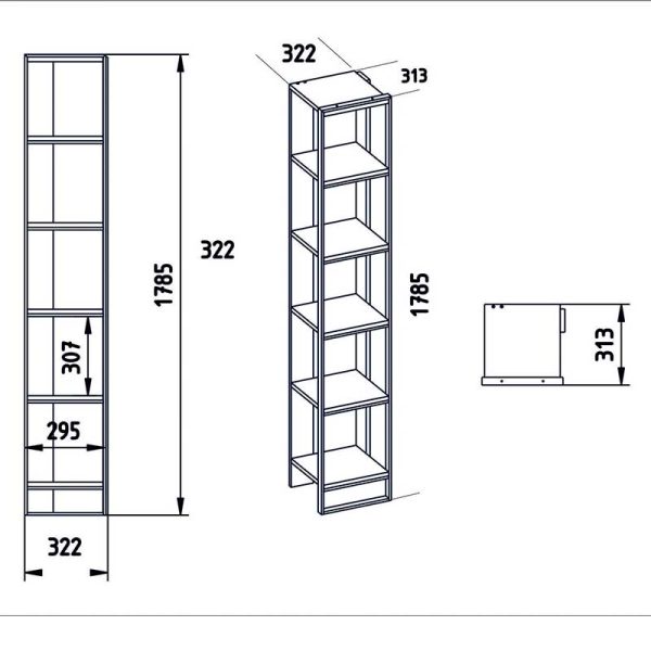 Βιβλιοθήκη Marble  χρώμα λευκό μαρμάρου-χρυσό 32x31,5x178,5εκ - Image 4