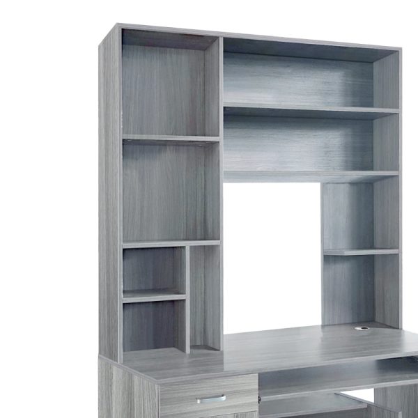 Γραφείο υπολογιστή με βιβλιοθήκη Novelty  γκρι-oak 120x55x182εκ - Image 2