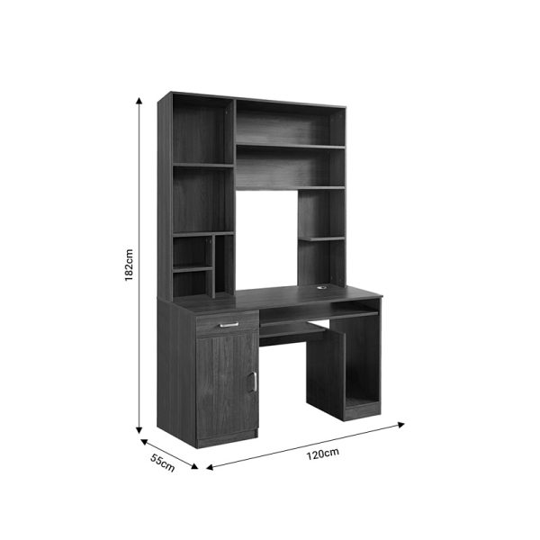 Γραφείο υπολογιστή με βιβλιοθήκη Novelty  γκρι-oak 120x55x182εκ - Image 4