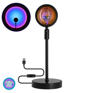 00812 Επιτραπέζιο Φωτιστικό Πορτατίφ LED 12W -lm 180° DC 5V IP20 Μπλε – Μωβ – Ροζ RAINBOW EFFECT Μαύρο Μέταλλο με Διάφανο Πλαστικό – Μ10 x Π10 x Υ26.5cm – 2 Xρόνια Εγγύηση