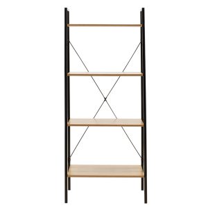 Βιβλιοθήκη- Ραφιέρα Ramon  φυσικό-μαύρο 60x23x145,5εκ