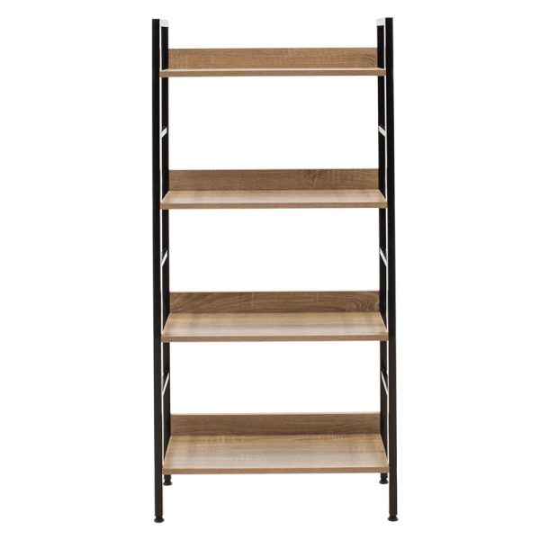Βιβλιοθήκη- Ραφιέρα Ramon  φυσικό-μαύρο 60x28x125,5εκ - Image 4