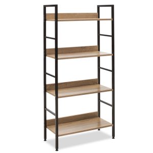 Βιβλιοθήκη- Ραφιέρα Ramon  φυσικό-μαύρο 60x28x125,5εκ