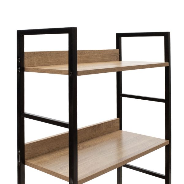 Βιβλιοθήκη- Ραφιέρα Ramon  φυσικό-μαύρο 60x28x125,5εκ - Image 5