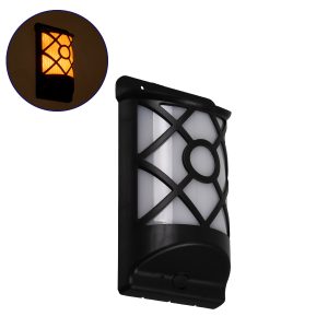 71457 Αυτόνομο Ηλιακό Φωτιστικό Τοίχου Μαύρο LED SMD 3W 90lm με Ενσωματωμένη Μπαταρία 300mAh – Εφέ Φλόγας Flame Effect – Φωτοβολταϊκό Πάνελ με Αισθητήρα Ημέρας-Νύχτας IP65 Θερμό Λευκό 2200K