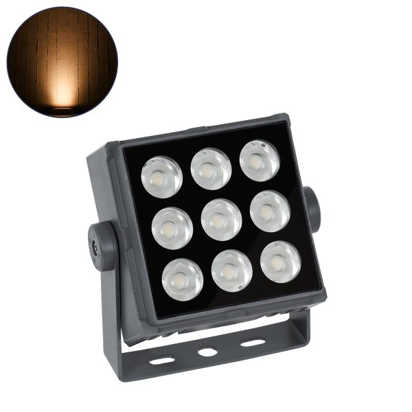 FLOOD-TINY 90367 Προβολέας Σποτ Wall Washer LED 27W 2295lm 3° DC 24V Αδιάβροχο IP65 Πορτοκαλί 2200K Dimmable - Γκρι Ανθρακί - Μ13.8 x Π16.4 x Υ7cm - 3 Χρόνια Εγγύηση