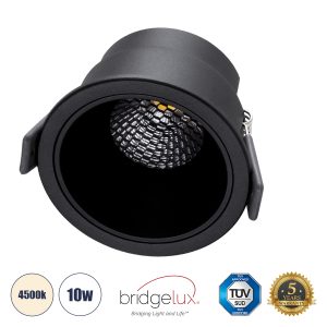 PLUTO-M 60256 Χωνευτό LED Spot Downlight TrimLess Φ8.4cm 10W 1300lm 38° AC 220-240V IP20 Φ8.4 x Υ5.9cm – Στρόγγυλο – Μαύρο & Anti-Glare HoneyComb – Φυσικό Λευκό 4500K – Bridgelux COB – 5 Years Warranty
