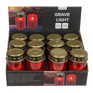 Κερί Αφιέρωσης Με LED Κόκκινο/Χρυσό Πλαστικό 7×12.5cm Μπαταρίας