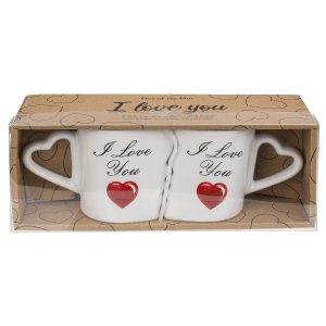 Κούπα Διπλή ‘I Love You’ Λευκό Κεραμικό 8.5x9cm 2Τμχ