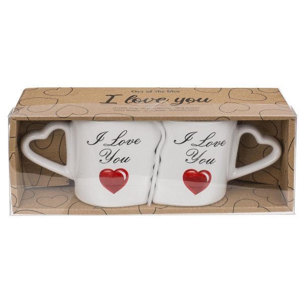 Κούπα Διπλή 'I Love You' Λευκό Κεραμικό 8.5x9cm 2Τμχ - Image 2