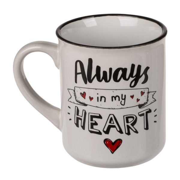Κούπα ‘Always In My Heart’ Λευκό/Μαύρο Κεραμικό 250ml - Image 4