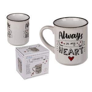 Κούπα ‘Always In My Heart’ Λευκό/Μαύρο Κεραμικό 250ml
