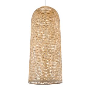 CALERO 01712 Boho Κρεμαστό Φωτιστικό Πλέγμα Μονόφωτο 1 x E27 IP20 Μπεζ Ξύλο – Μ40 x Π40 x Υ90cm