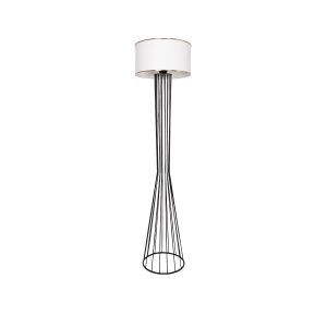 NOVA 201-0036 Μοντέρνο Επιδαπέδιο Φωτιστικό 1 x E27 IP20 Μαύρο Μεταλλό με Λευκό Ύφασμα – Μ36 x Π36 x Υ148cm