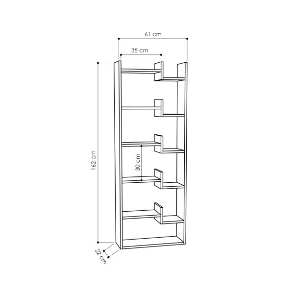 Βιβλιοθήκη Oppa  χρώμα λευκό 61x22x162εκ - Image 3