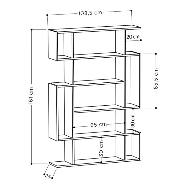 Βιβλιοθήκη MITO  σε χρώμα φυσικό-ανθρακί 108,5x25,5x161εκ - Image 3