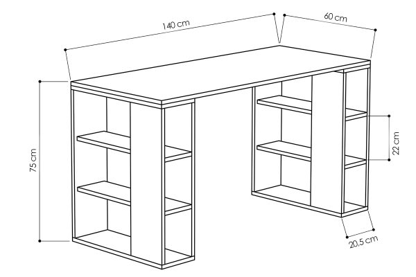 Γραφείο Colmar  χρώμα λευκό 140x60x75εκ - Image 3