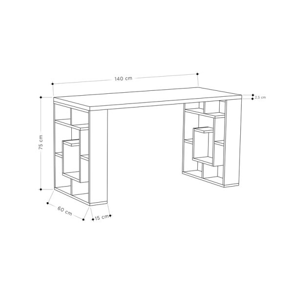 Γραφείο Labirent  χρώμα λευκό-μόκα 140x60x75εκ - Image 4