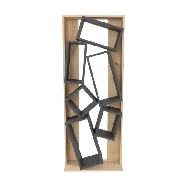 Βιβλιοθήκη Jamey  φυσικό-ανθρακί 60x24x153,6εκ - Image 4