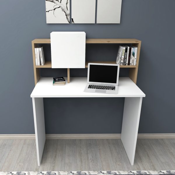 Γραφείο εργασίας Koogi  σε oak-λευκή απόχρωση 94x60x118εκ - Image 4