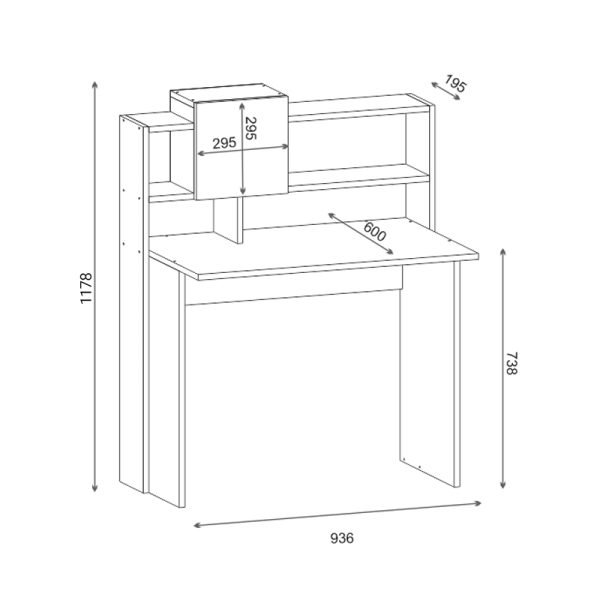Γραφείο εργασίας Koogi  σε oak-λευκή απόχρωση 94x60x118εκ - Image 5