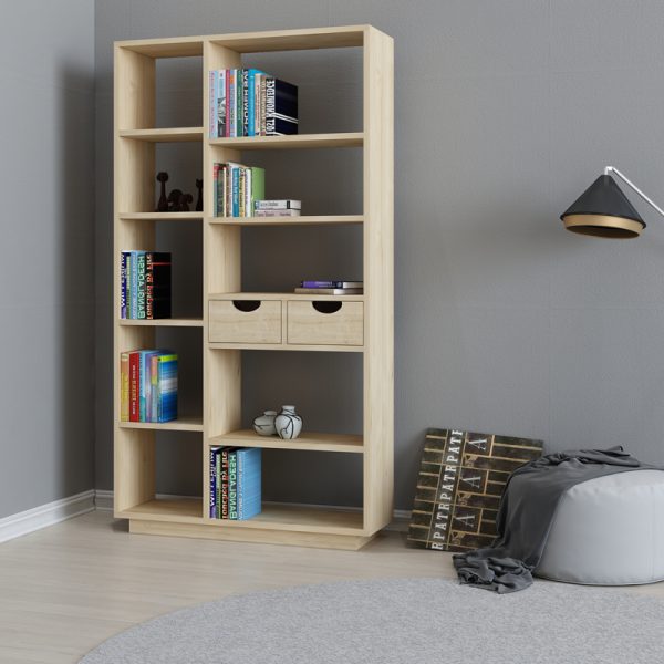 Βιβλιοθήκη με συρτάρια Dakin  σε oak απόχρωση 80x25x190εκ - Image 2