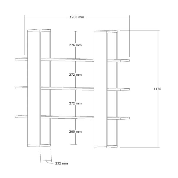 Βιβλιοθήκη Yotek  σε καρυδί απόχρωση 120x23x120εκ - Image 5