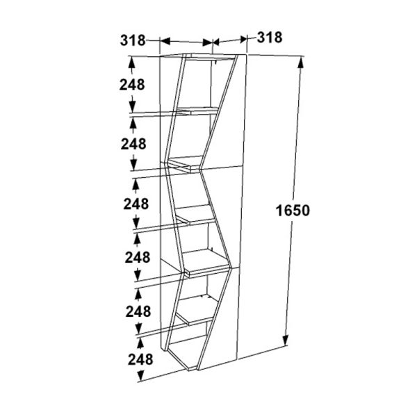 Βιβλιοθήκη στήλη Klaro  σε ανθρακί απόχρωση 32x32x165εκ - Image 5