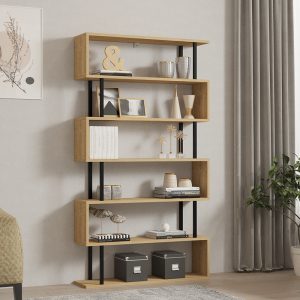 Βιβλιοθήκη Ziza  σε oak  απόχρωση 90x22x162.6εκ