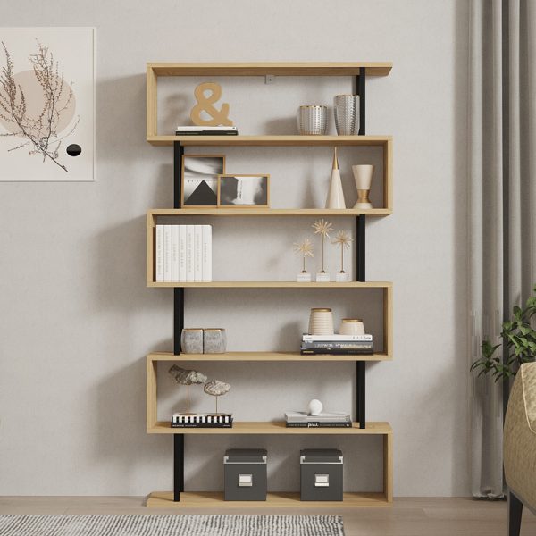 Βιβλιοθήκη Ziza  σε oak  απόχρωση 90x22x162.6εκ - Image 3