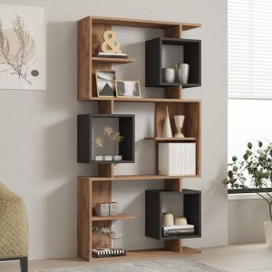 Βιβλιοθήκη Cubix  σε sonoma-ανθρακί απόχρωση 90×24,6×171,90εκ