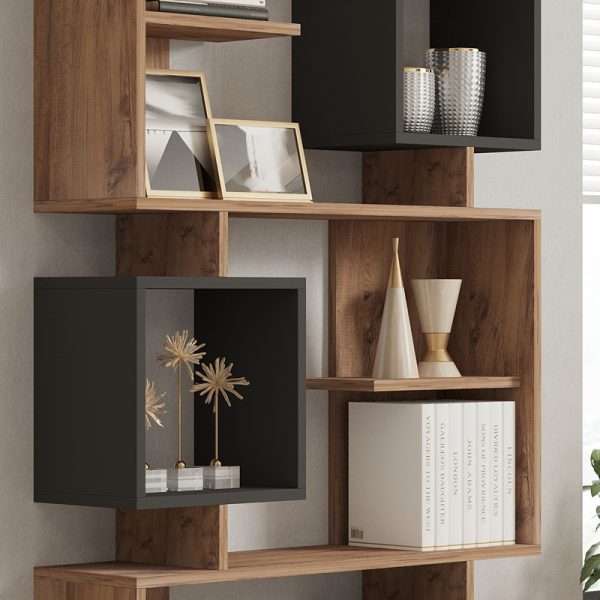 Βιβλιοθήκη Cubix  σε sonoma-ανθρακί απόχρωση 90x24,6x171,90εκ - Image 4