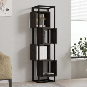 Βιβλιοθήκη Gridur  σε σκούρο καρυδί απόχρωση 44x29x140εκ